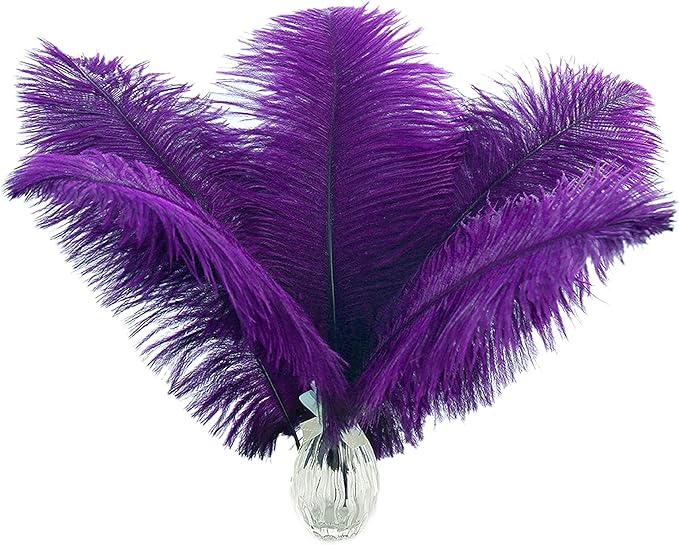 Ballinger Purple Ostrich Feathers Bulk - 24Pcs 12-14inch Big Feathers for Vase, Party Centerpieces Mardi Gras and Home Decor