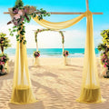 MDS Halloween Chiffon Draping Fabric - 1 Panel, 30" Wide x 40ft Long - Sheer Spooky Arbor & Canopy Drapery for Haunted House Backdrops, Party Ceilings, DIY Costumes & Themed Events - Gold