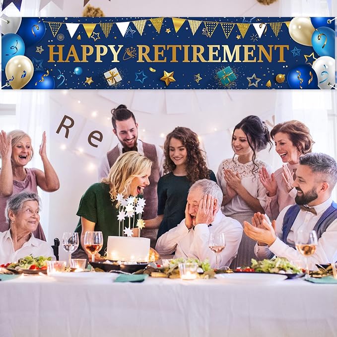 Blulu 2026 Retirement Banner Sign Horizontal Large Fabric Retirement Yard Sign - Image 7