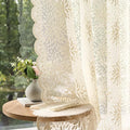 MIULEE Vintage Floral Scalloped Lace Curtains 2 Panels, Cream 52" W x 72" L | by MIULEE