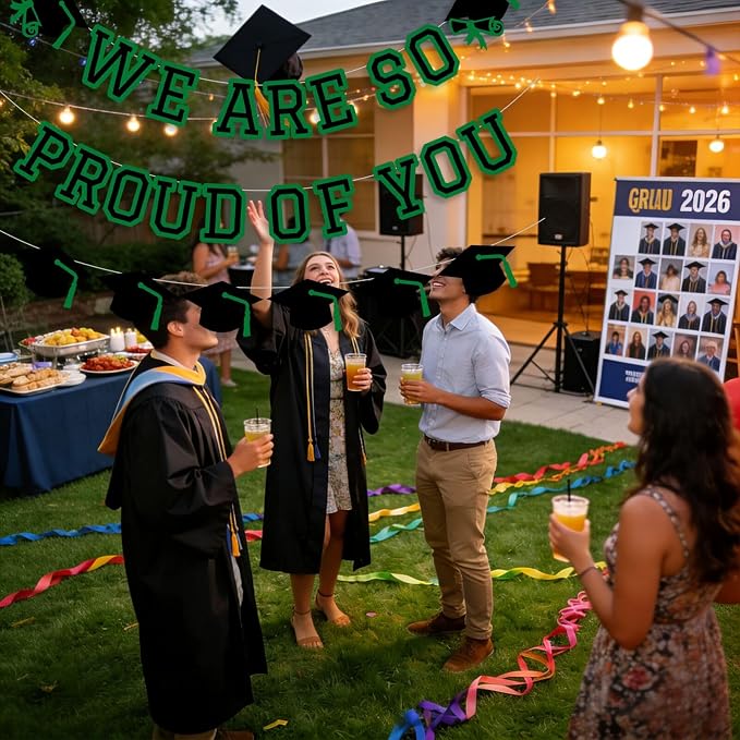 We Are So Proud Of You Banner Graduation Party Decorations Congrats Grad Cap - Image 4
