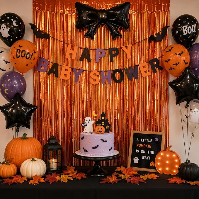 Matte Orange Foil Fringe Curtains Backdrop Party Decorations 4 PCS | 3.3 x 6.6 - Image 6