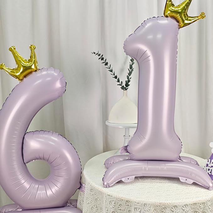 Standing Purple Crown Number 6 Balloon 40In Pastel Purple Crown 6 Balloon | - Image 6