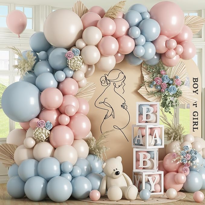 HILAVO Pink and Blue Balloon Arch Kit 133 Pcs Gender Reveal Balloons Garland by HILAVO