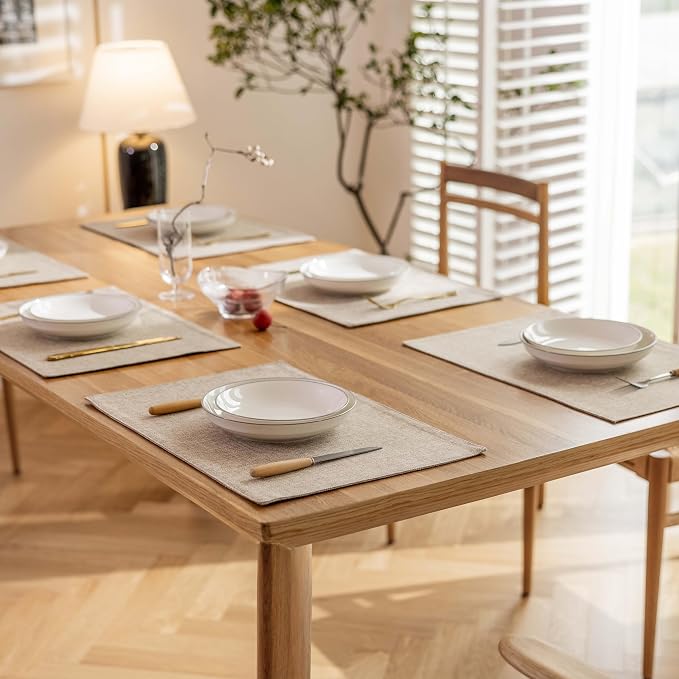 Demetex Table Placemats Linen Place Mats Set of 8 Natural Heat Resistant Cloth - Image 7