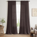 Cocoa Coffee Linen Blend Light Filtering Back Tab Curtains 108 Inches Long by Nanspring