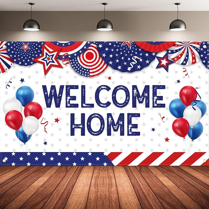 Sumind Large Welcome Home Banner Military Red White and Blue Welcome Home by Sumind