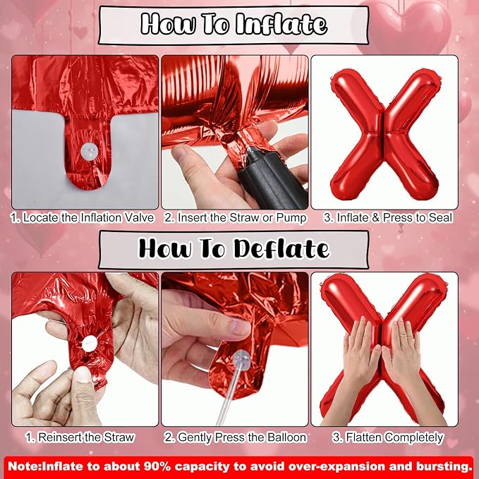 40 Inch Large Red XOXO Balloons, XOXO Letters Foil Balloons - Image 3