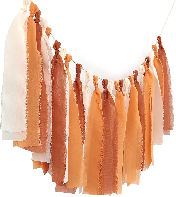 Chiffon Tsaasel Garland for Burnt Orche Coral Peach Orange Wedding Tea Party by Mybbshower