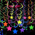 56 Pieces UV Hanging Swirls Decorations Paper Neon Streamer by WELITTCON