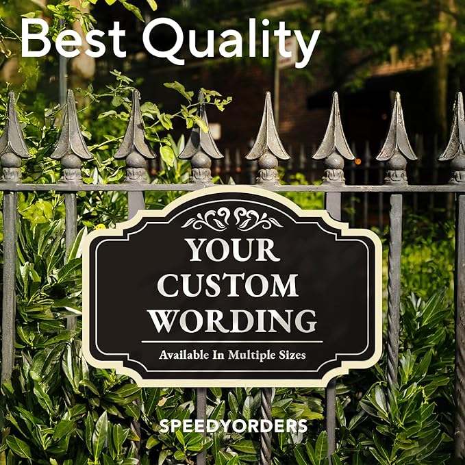 Custom Decorative Outdoor Metal Sign - Personalized Aluminum Driveway Sign, Waterproof, Made in USA - Design 2 Black Charcoal 24x18 In