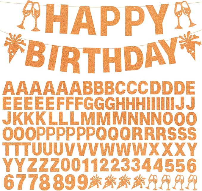 129Pcs DIY Letter Banner Glitter Customizable Banner Kit DIY Happy Birthday by MFLUEEWR