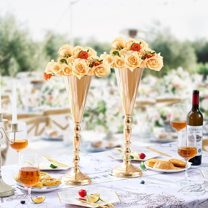 VEVOR 10PCS 43cm/16.9” Tall Wedding Flower Vase, Metal Wedding Trumpet - Image 8