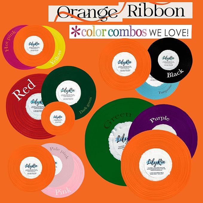 Orange Ribbon 1/4 Inches 36 Yards Halloween Satin Roll Perfect - Image 3