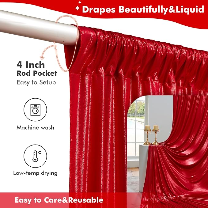 50x10ft Shimmer Red Sequin Backdrop Curtain - Image 6