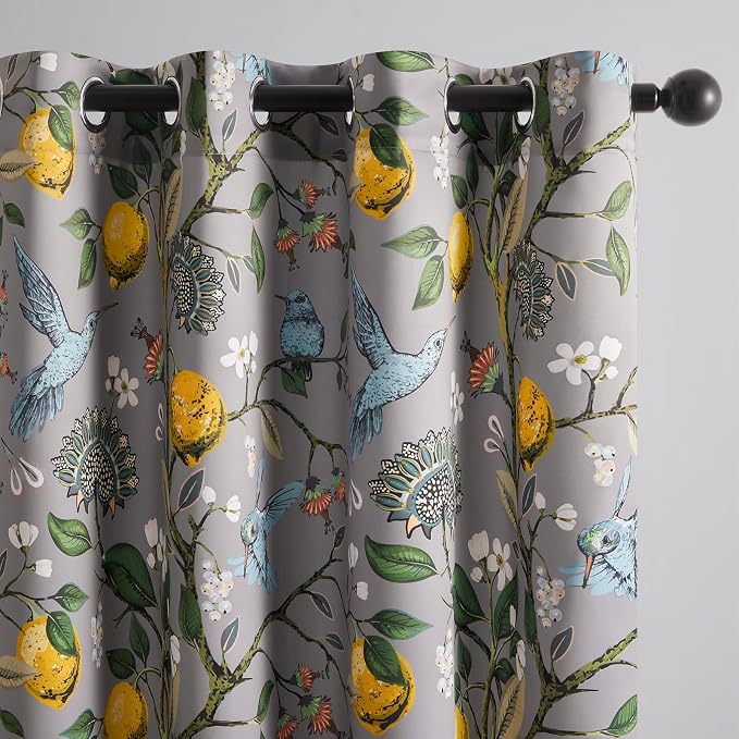 Topfinel Kitchen Curtains 45 Inch Length Gray Vintage Blackout Curtains by Topfinel
