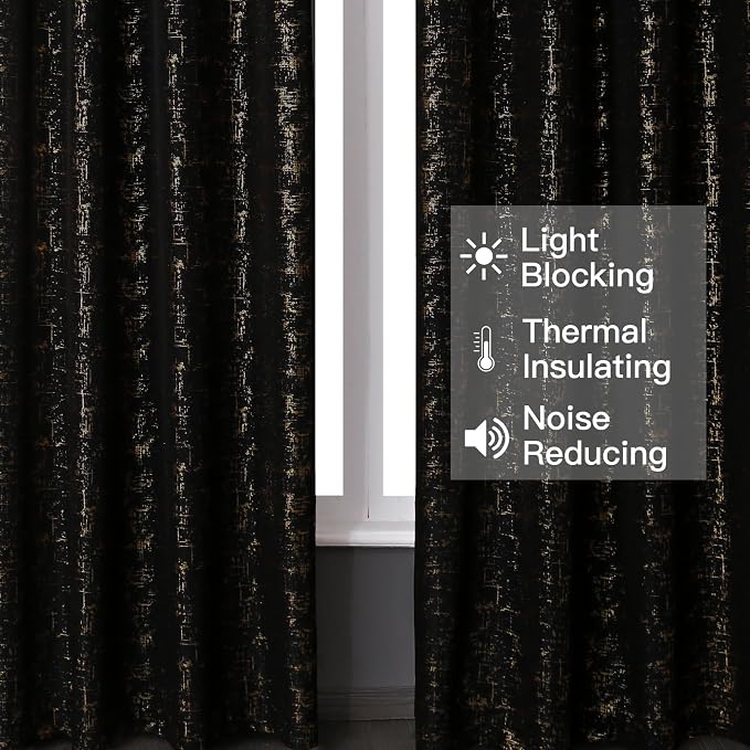 Taisier Home Gold Foil Print Linen Textured Curtains Geometric Dots Pattern - Image 6