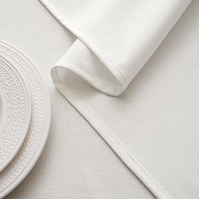 MIULEE White Linen Tablecloth 60x84 Inch Rectangle Table Cloth Waterproof,Stain Resistant & Wrinkle Resistant for Dining Party Wedding