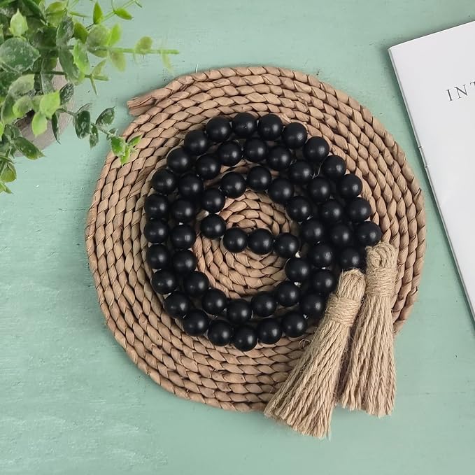 Meplait 39in Wood Bead Garland, Farmhouse Beads - Image 5