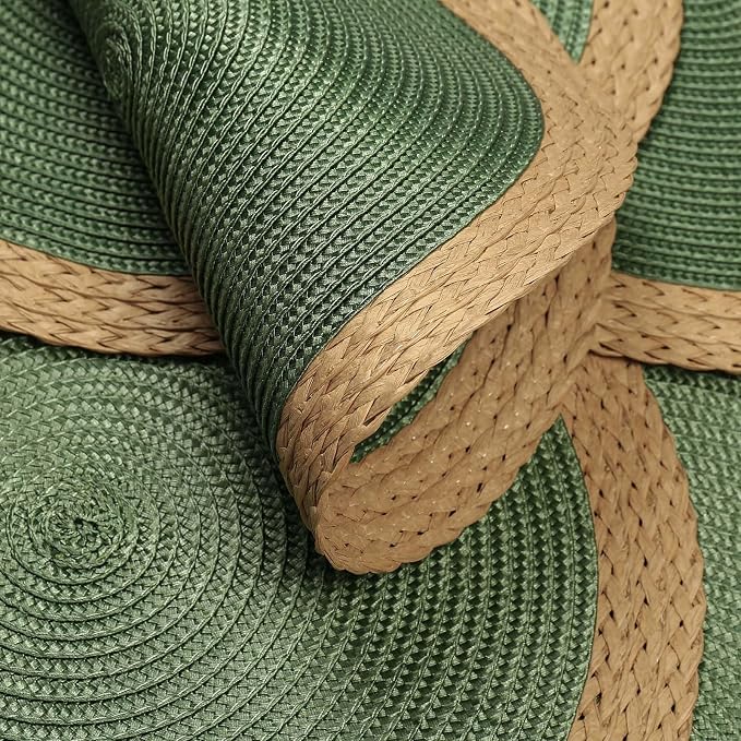 Round Placemats Set of 6, Woven Table Mats, Wide Edge, 15 Inch Diameter - Image 3