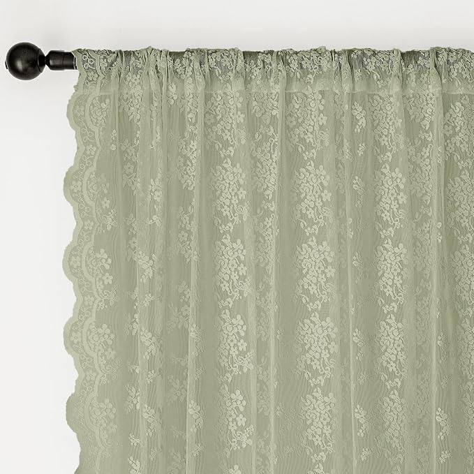 Anmao Vintage Lace Curtains 84 Inches Long 2 Panels Set, Romantic Elegant Light - Image 6
