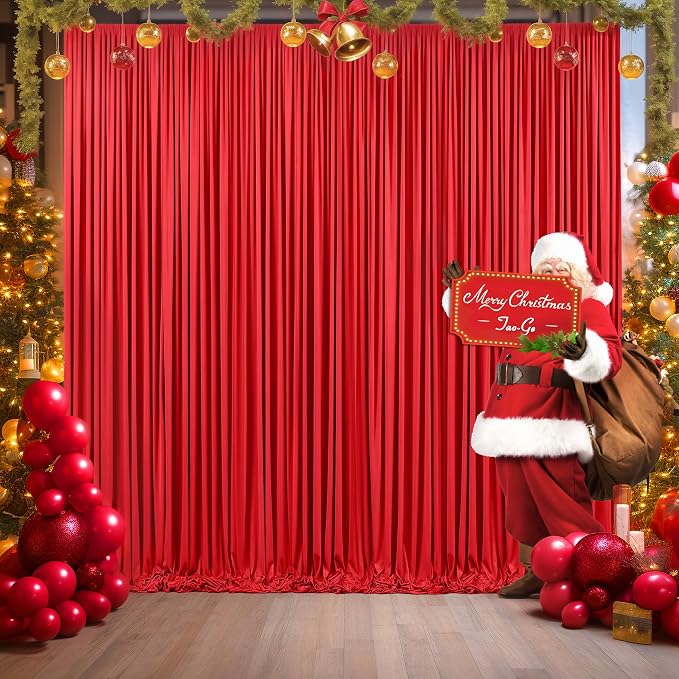 10x12 Red Backdrop Curtains for Wedding Party Wrinkle Free Backdrops Curtain - Image 3