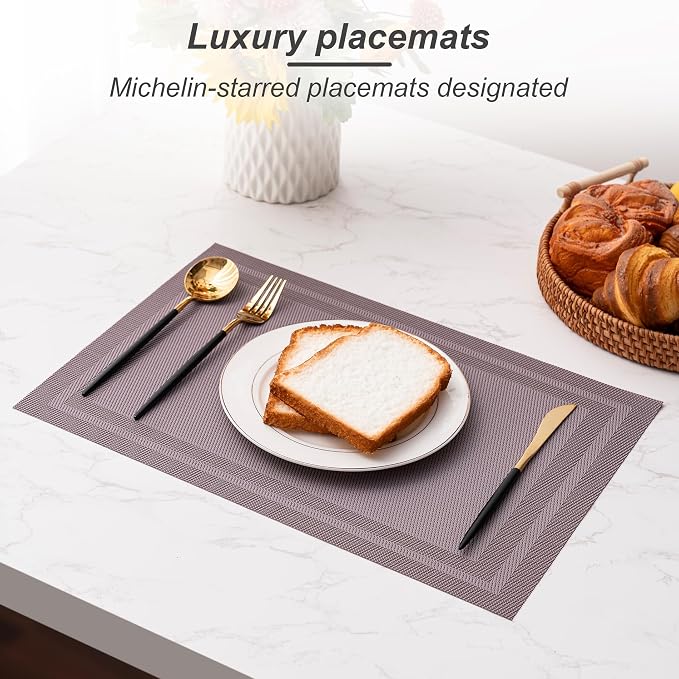 Placemats Set of 6 Washable Indoor | Outdoor Vinyl Place Mats - Image 6