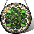 DASTOLL Stained Glass Window Hanging St. Ripak Festival Green Lucky Clover by DASTOLL