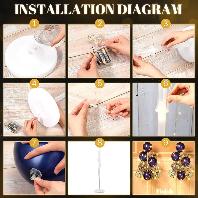 Wettarn 2 Sets Floor Balloon Column Stand Kit - Image 2