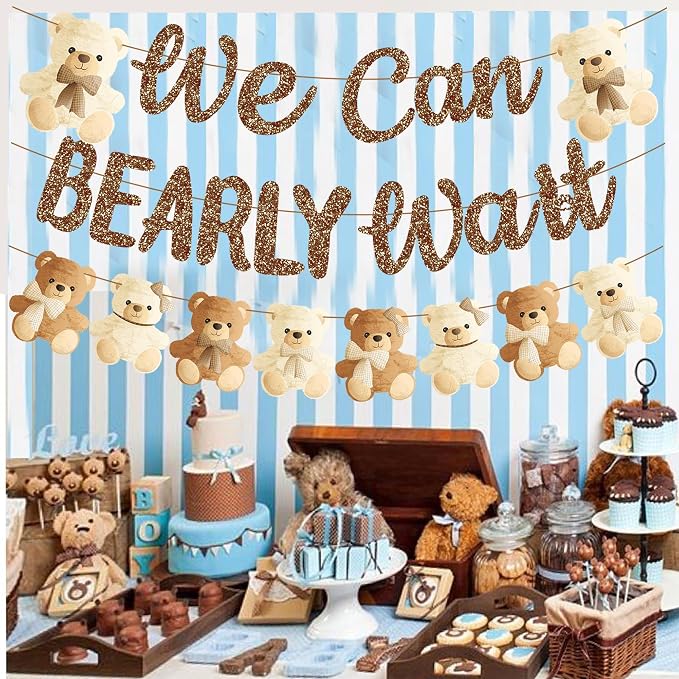 umoni Teddy Bear Banner, We Can Bearly Wait, Baby Shower Decorations, Gender - Image 6
