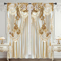 White Gold Vintage Elegant Luxury No Living Room Bedroom Window Curtains | 52"W by Riyidecor