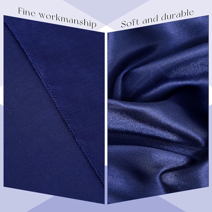 10 Packs Satin Tablecloth 57 x 108 Inch Navy Blue Rectangular Table Cloth Silk Tablecloth Smooth Fabric Overlay Satin Table Cover Decoration for Wedding Party Banquet Events