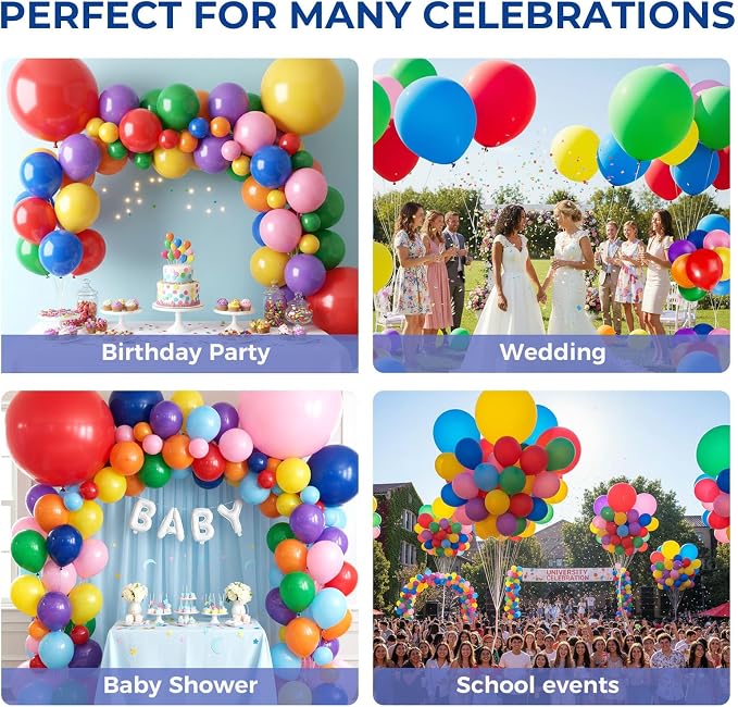 LovesTown 12 PCS Assorted Rainbow Large Balloons, 36 Inch Latex Colors | Giant - Image 5