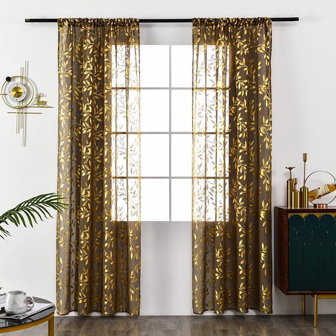 Sutuo Home Taupe Sheer Curtains 96 Inches Long 2 Panels Set, Privacy Window - Image 2
