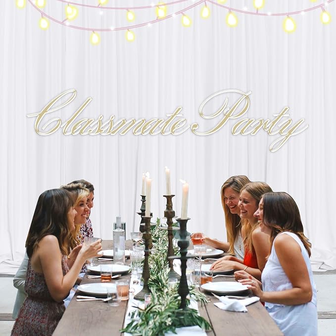 10 feet x 10 feet White Backdrop Curtains Valentine's Day Birthday Party - Image 5