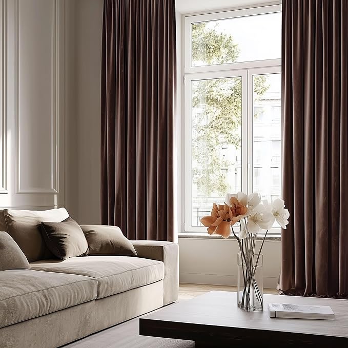 Beauoop Coffee Brown Velvet Curtain - Image 8