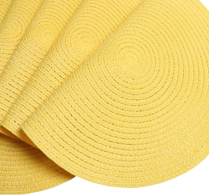 SHACOS Round Braided Placemats Set of 6 Kitchen Place Mats 15 inch Round Table - Image 5