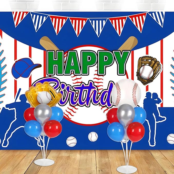 4 Sets Baseball Party Balloons Stand Kit, Baseball Party Balloon Centerpiece - Image 6