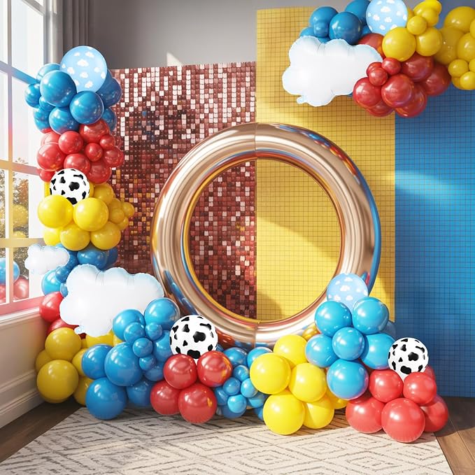 Red Yellow Blue Balloons, 12 Inch Light Blue Cloud Cow Print Latex Balloons - Image 6