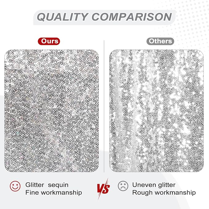 PartyDelight Silver Sequin Backdrop Curtains 5x10ft 2 Sparkly Panels | 4 Inch - Image 3