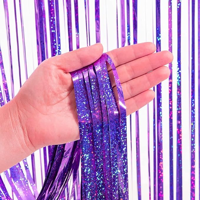 BRAVESHINE Purple Foil Fringe Curtains | Party Streamers Backdrop | 3.2x8.2ft - Image 7
