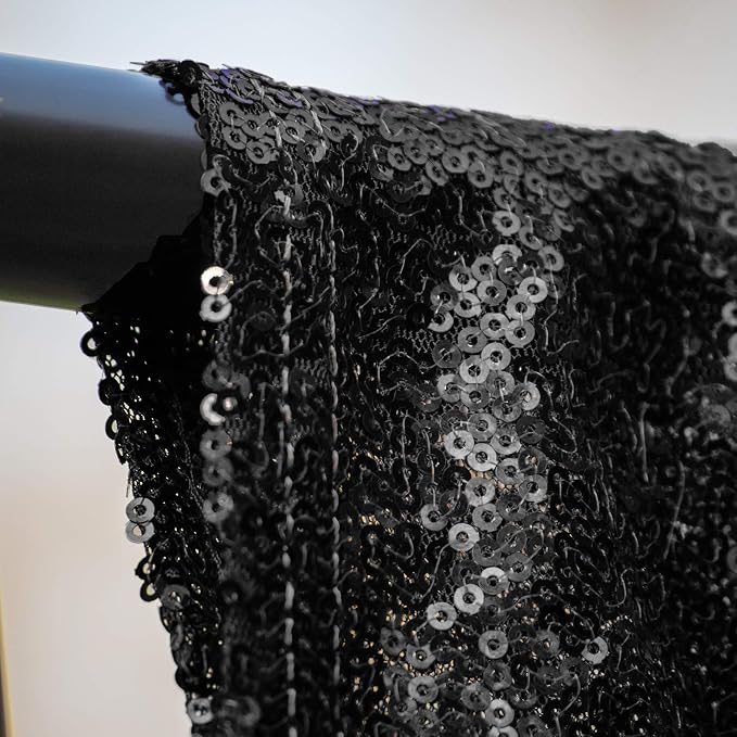 JYFLZQ Black Sequin Backdrop Curtains 2ft x 8ft 4 Panels Glitter Photo Booth - Image 4