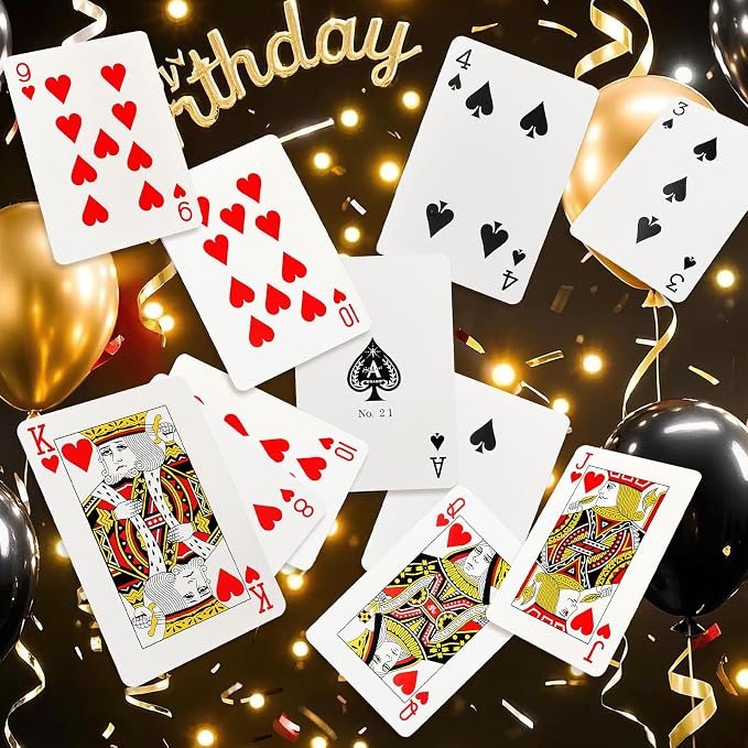 132Pcs Casino Theme Party Decorations, Dice Boxes Large Poker Cards Black Red - Image 6