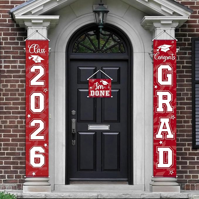 Moukeren 3 Pieces 2026 Graduation Party Decorations Graduation Porch Sign Class by Moukeren