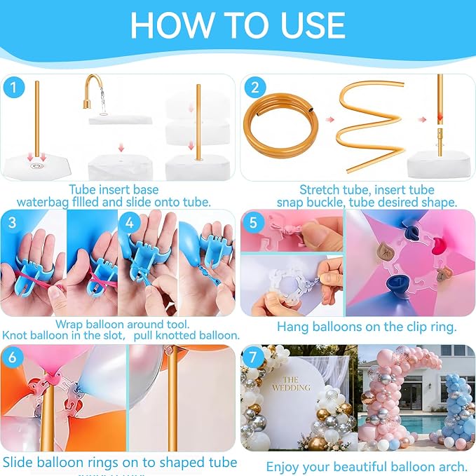 Balloon Arch Stand for Wedding Arch Frame Decoration 9.2FT & 6FT | Glod - Image 6
