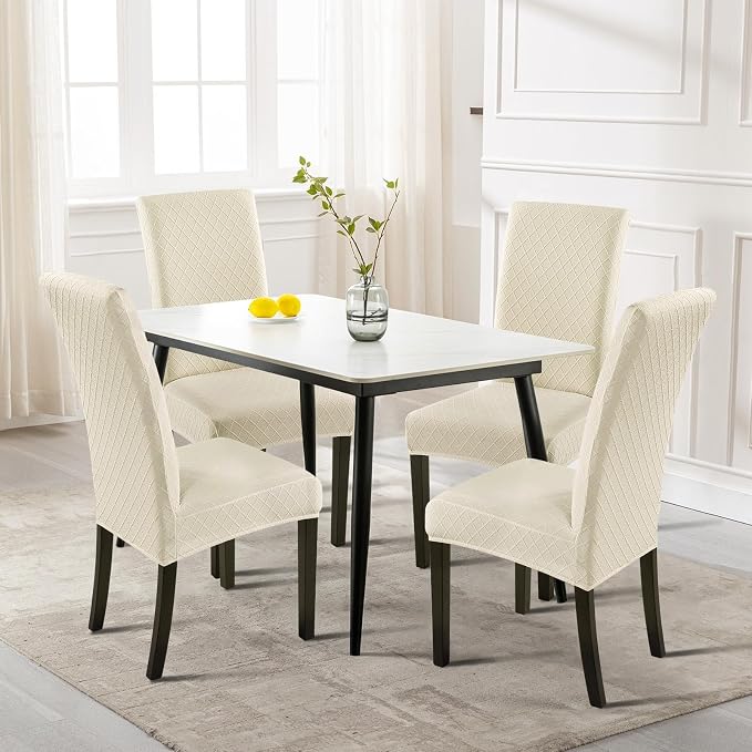 SearchI Dining Room Chair Covers Set of 6, Stretch Jacquard Parsons Chair - Image 2