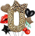 Leopard Print Bow Balloons Birthday Decorations 40Inch Cheetah Number 0 Foil by Unknown