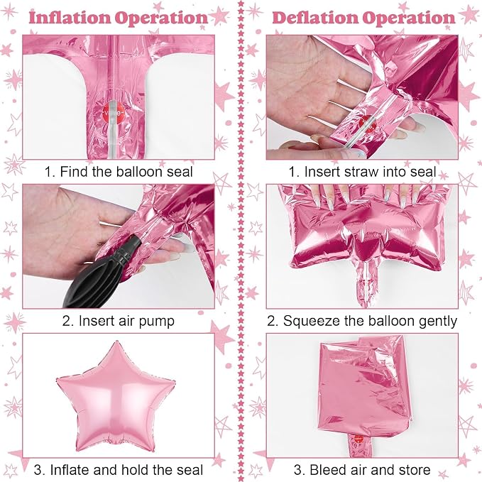 14pcs Pink Blue Star Balloons, Mixed Star Foil Balloon, 22Inch Explosion Stars - Image 6
