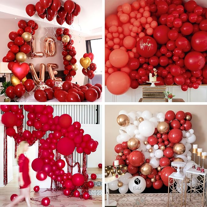 PartyWoo Burgundy Balloons 100pcs Dark Red Maroon Ruby Red Color | 12 Inch - Image 6
