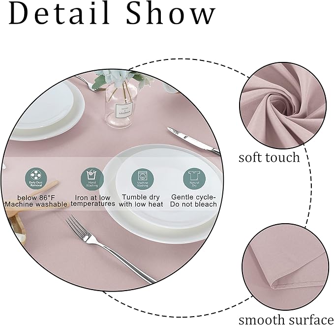 Fitable Rectangle Tablecloth Stain and Wrinkle Resistant Washable Polyester Table Cloth for Buffet Parties and Camping (60x102 inch, Blush)